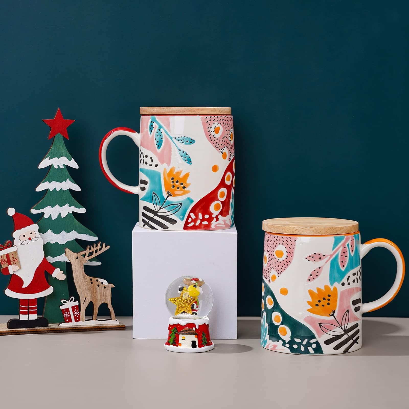 Amazon.com: TERESA'S TEASET Ceramic Coffee Mug with Lid, Mug Set